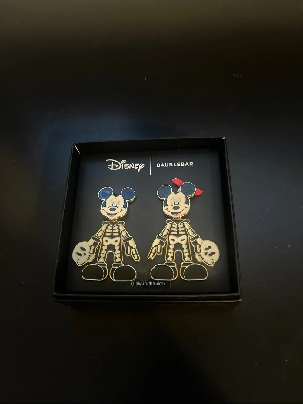 Disney Black, White & Red Mickey Skeleton Kids Earrings